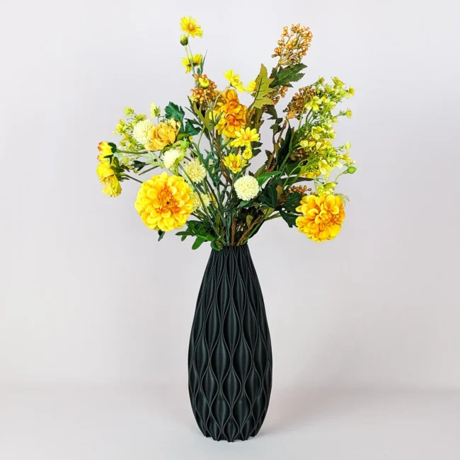 Herfstboeket Aurora met 3D geprinte vaas. Boeket in geeltinten kleuren.